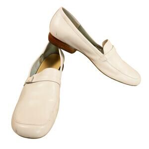 Anne Klein Loafers Women’s SZ 10M Baby Pink Leather Square Toe Buckle Accent